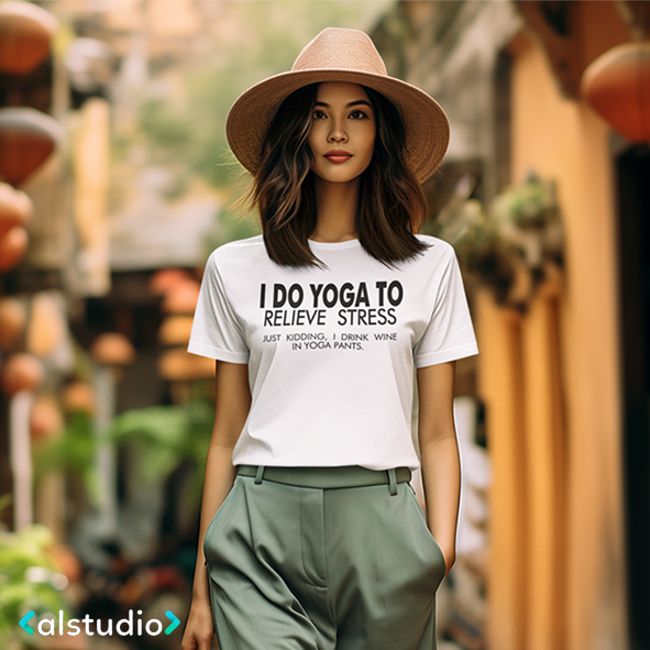 T-SHIRT DONNA I DO YOGA TO RELIEVE STRESS